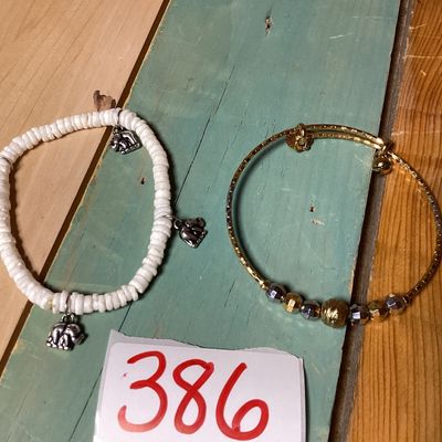Elephant Charm & Beaded Gold-Tone Bangle