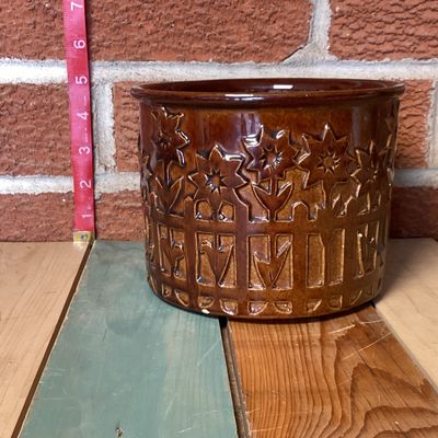 Vintage Haeger USA Pottery Brown Glazed Planter Crock #5062