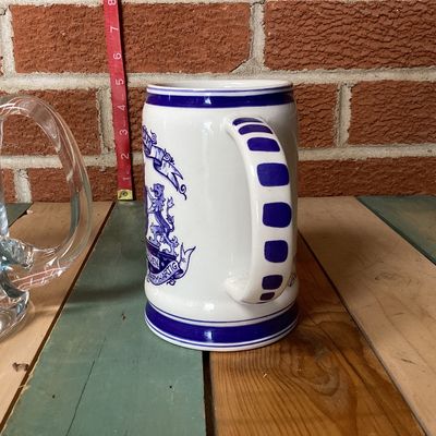 Heinen Delft Amsterdam Ceramic Beer Stein & Clear Glass Mug