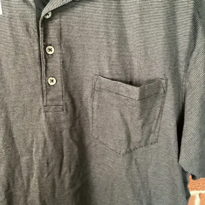2 Junction West Men’s XL Short Sleeve Striped Polo Shirts Blue & Black/Gray Chest Pockets