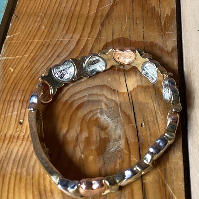 "Come Holy Spirit" Tri-Tone Heart and Hugs (XOXO) Link Bracelet