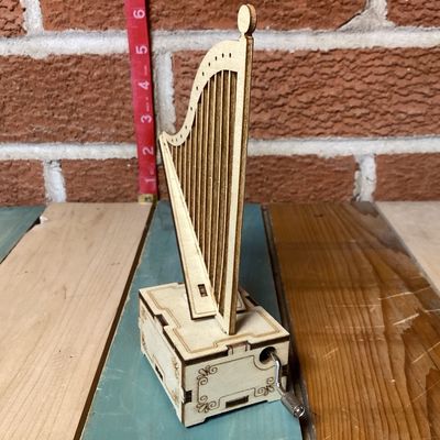 Laser-Cut Wooden Harp Music Box