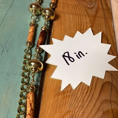 Vintage Gold-Tone Chain Necklace with Faux Stone Cylinders