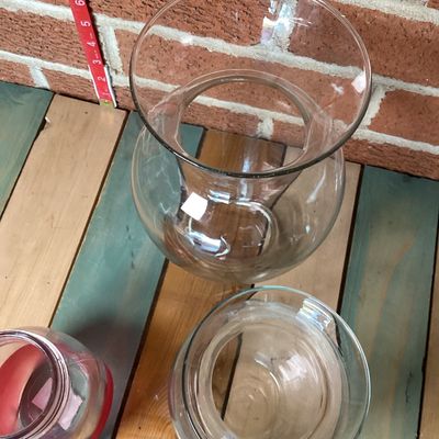 Assorted Glass Vases and Dipped Bloom Jar - Set of 3
