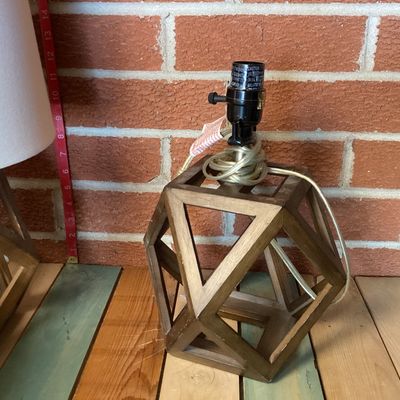 Pair of Modern Geometric Wood Table Lamps