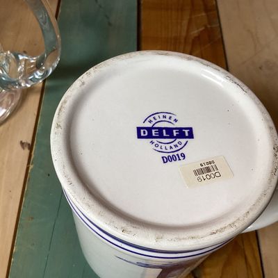 Heinen Delft Amsterdam Ceramic Beer Stein & Clear Glass Mug