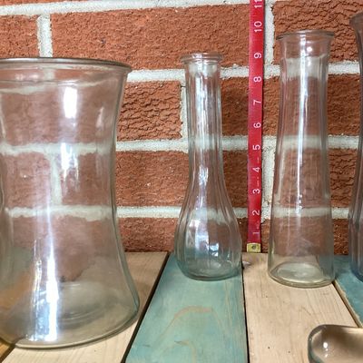 Assorted Clear Glass Vases and Novelty Boot Glass - 5 Pieces