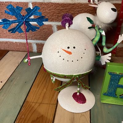Pier 1 Christmas Tabletop Decor - Santa, Snowman, Reindeer & Ho Ho Ho Sign