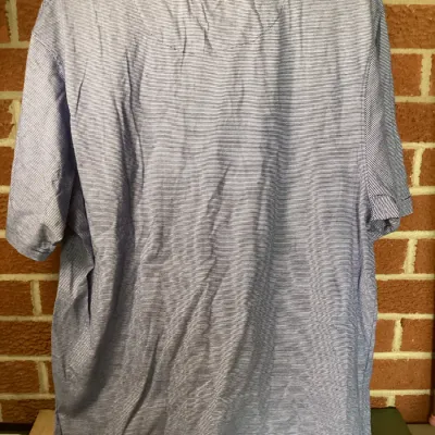 2 Junction West Men’s XL Short Sleeve Striped Polo Shirts Blue & Black/Gray Chest Pockets