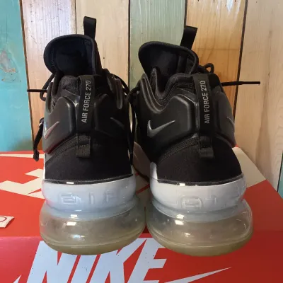 Nike Air Force 270 Black Metallic Silver Sneakers - Men's Size 11