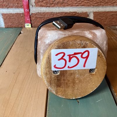 Color-Changing USB Himalayan Salt Lamp on Wooden Base