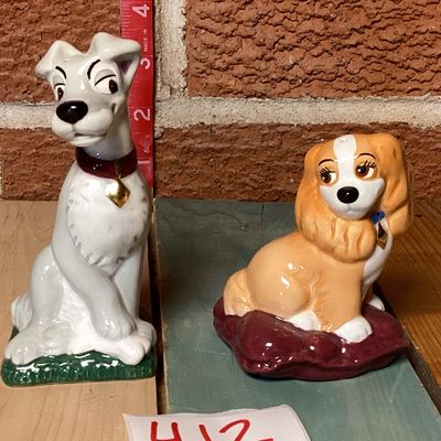 Disney Lady and the Tramp Ceramic Salt and Pepper Shakers Set