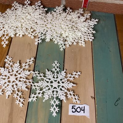 Glittery White Plastic Snowflake Ornaments - 16 Count
