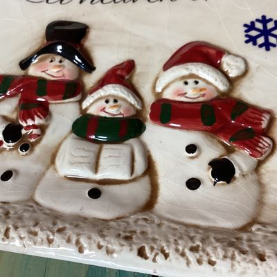 Carpentree "Let Heaven & Nature Sing" Ceramic Snowman Platter