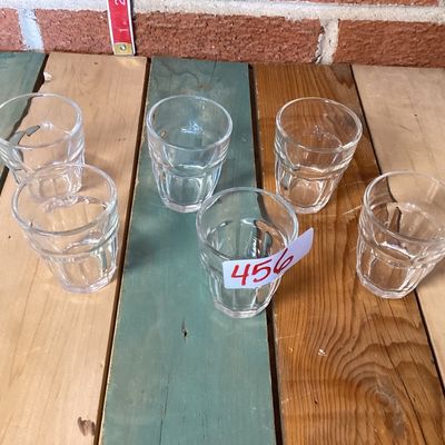Set of 6 Clear Glass Paneled Shot Glasses