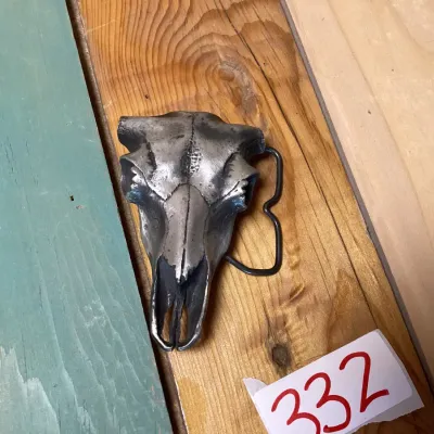 Vintage 1977 Vinegarroon Foundries Fine Pewter Steer Skull Belt Buckle