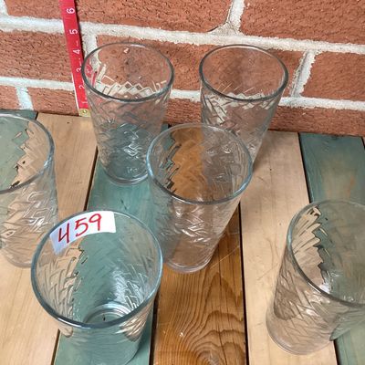Vintage Clear Glass Basketweave Tumblers - Set of 6