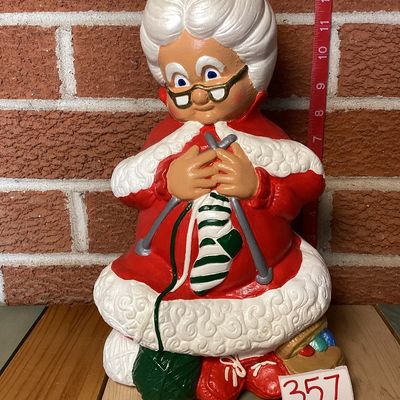 Vintage Hand-Painted Ceramic Santa and Mrs. Claus Figures