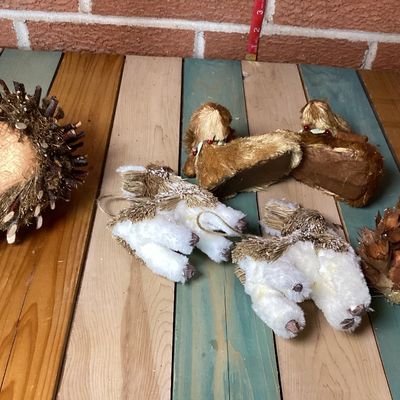 Assorted Sisal and Burlap Woodland Animal Christmas Ornaments - Set of 7