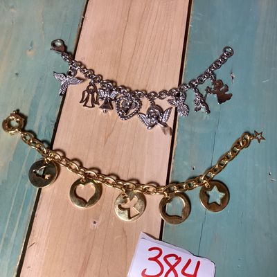 Milor Stainless Steel Angel Charm Bracelet & Gold-Tone Charm Bracelet Set