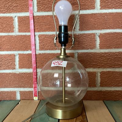 Modern Glass Globe Table Lamp with Brass Base