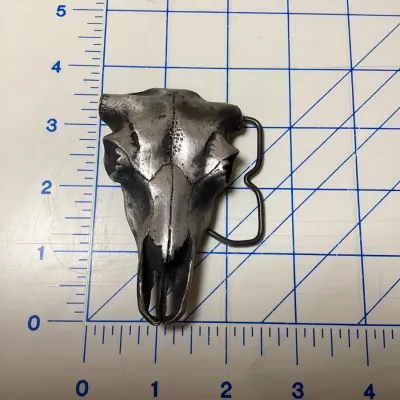 Vintage 1977 Vinegarroon Foundries Fine Pewter Steer Skull Belt Buckle