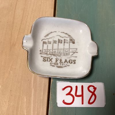 Vintage Six Flags Over Texas Ceramic Mini Ashtray