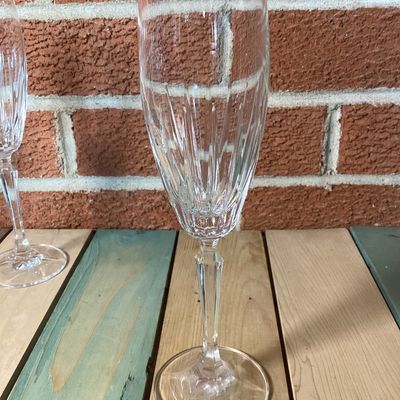 Vintage Cut Glass Champagne Flutes - Set of 5
