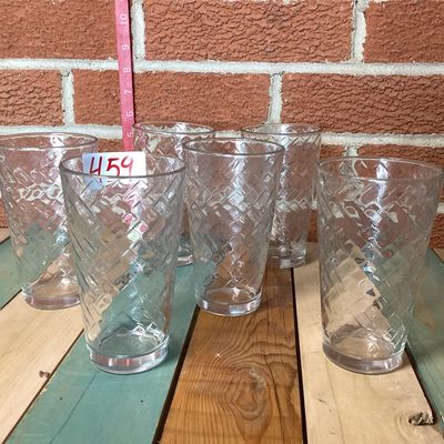 Vintage Clear Glass Basketweave Tumblers - Set of 6