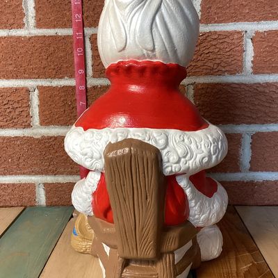 Vintage Hand-Painted Ceramic Santa and Mrs. Claus Figures
