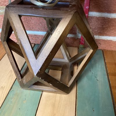 Pair of Modern Geometric Wood Table Lamps