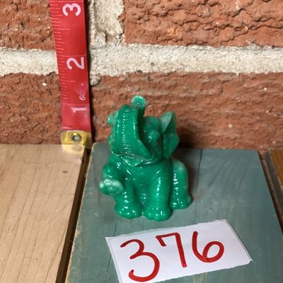 Carved Green Faux-Jade Resin Elephant Figurine
