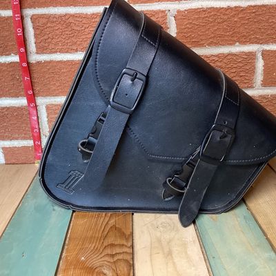Black Faux Leather Motorcycle Swingarm Saddlebag