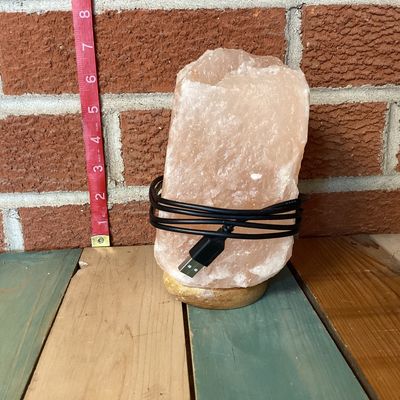 Color-Changing USB Himalayan Salt Lamp on Wooden Base