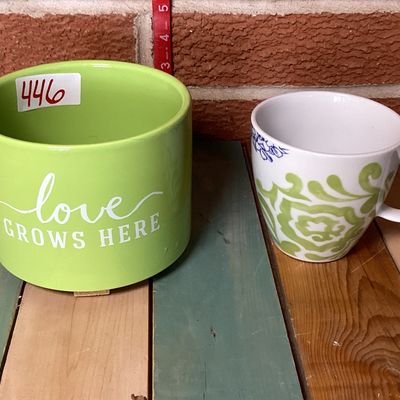 Ceramic Planter and Bed Bath & Beyond Mug Set