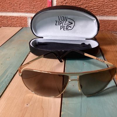 VonZipper Skitch Gold-Tone Aviator Sunglasses with Case