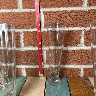 Vintage Footed Pilsner Beer Glasses - Set of 8