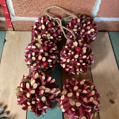 Assorted Rustic Christmas Ornaments and Floral Picks