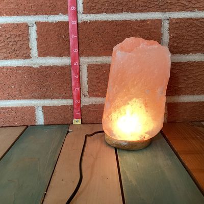 Color-Changing USB Himalayan Salt Lamp on Wooden Base