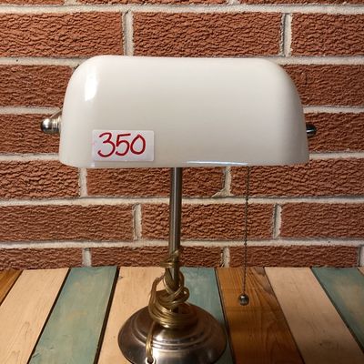 Vintage Style White Glass Bankers Desk Lamp