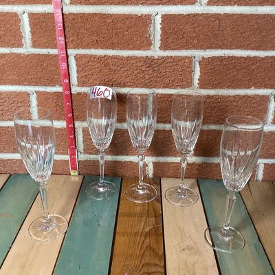 Vintage Cut Glass Champagne Flutes - Set of 5