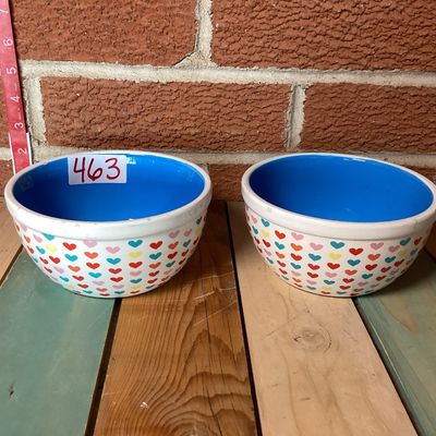 Pair of Newclassic Enterprise Ceramic Heart Pattern Bowls