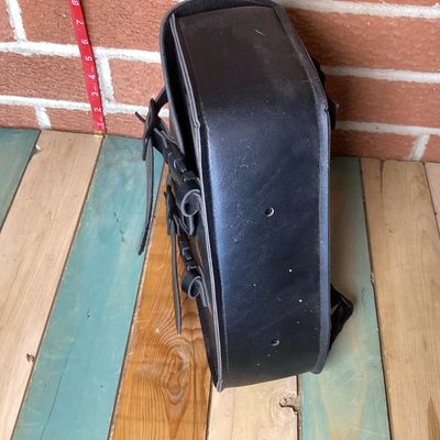 Black Faux Leather Motorcycle Swingarm Saddlebag