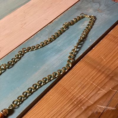 Vintage Gold-Tone Chain Necklace with Faux Stone Cylinders