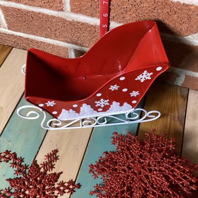Hobby Lobby Metal Christmas Sleigh & Glitter Snowflake Ornaments