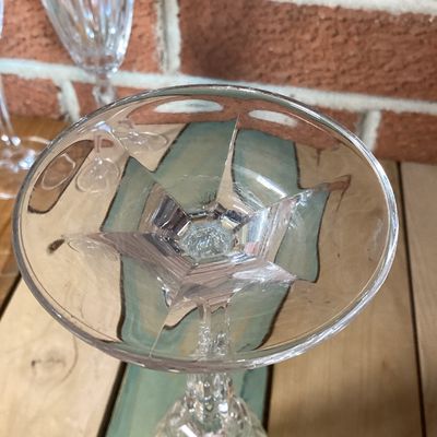 Vintage Cut Glass Champagne Flutes - Set of 5