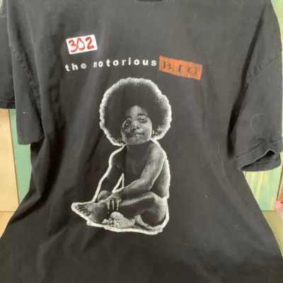 The Notorious B.I.G. Biggie Smalls Baby Photo Black Graphic T-Shirt Hip Hop Rap Tee