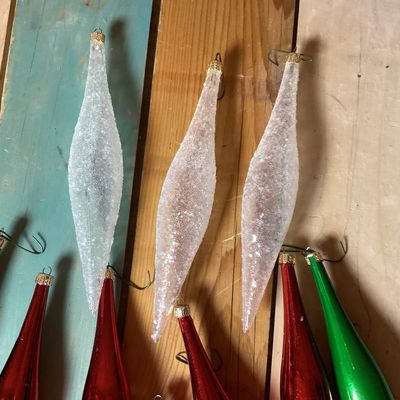 Vintage Glass Icicle Christmas Ornaments - Set of 12