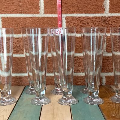 Vintage Footed Pilsner Beer Glasses - Set of 8