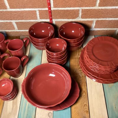 JCP Home Red Ceramic Dinnerware Set - 30+ Pieces